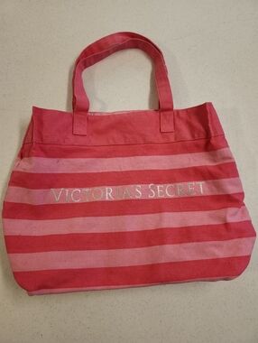 Victoria's Secret Pink Striped Tote Bag. LARGE, VINTAGE BAG.